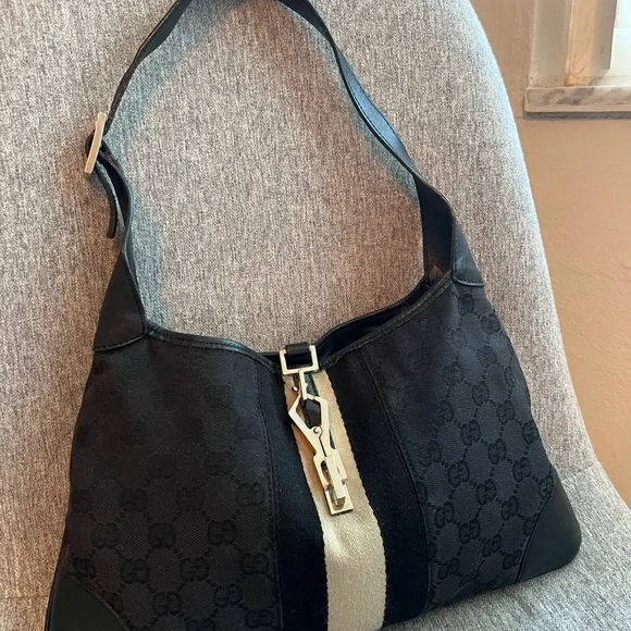 Gucci jackie sherry line GG canvas leather hang shoulder bag - Picture 1 of 13